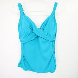Lands End Aqua Blue Turquoise Twist Swim Tankini Top Size 6 NWOT